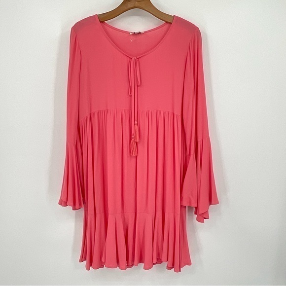 Umgee Dresses & Skirts - Umgee Linen Long Sleeve Pink Dress Size‎ Medium I19 NWT